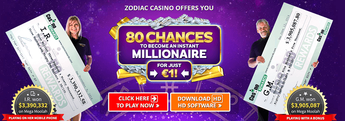 Zodiac casino : 80 chances to become a millionaire